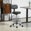 SEDIA GIREVOLE AD ALTEZZA REGOLABILE CON POGGIAPIEDI IN ACCIAIO FINTA PELLE E GOMMAPIUMA 52X52X78-92 CM NERO