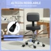 SEDIA GIREVOLE AD ALTEZZA REGOLABILE CON POGGIAPIEDI IN ACCIAIO FINTA PELLE E GOMMAPIUMA 52X52X78-92 CM NERO