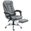 SEDIA DA UFFICIO ERGONOMICA RECLINABILE A 145° CON POGGIAPIEDI ESTRAIBILE IN FINTA PELLE GRIGIO