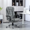 SEDIA DA UFFICIO ERGONOMICA RECLINABILE A 145° CON POGGIAPIEDI ESTRAIBILE IN FINTA PELLE GRIGIO