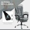SEDIA DA UFFICIO ERGONOMICA RECLINABILE A 145° CON POGGIAPIEDI ESTRAIBILE IN FINTA PELLE GRIGIO