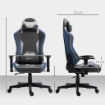 SEDIA DA GAMING RECLINABILE A 150° CON FUNZIONE DONDOLO IN TESSUTO EFFETTO LINO 66X53X128-138 CM GRIGIO