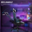 SEDIA DA GAMING RECLINABILE A 150° CON FUNZIONE DONDOLO IN TESSUTO EFFETTO LINO 66X53X128-138 CM GRIGIO