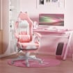 SEDIA DA GAMING ERGONOMICA CON ORECCHIE DA GATTO POGGIAPIEDI SUPPORTO LOMBARE E CERVICALE ROSA