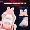 SEDIA DA GAMING ERGONOMICA CON ORECCHIE DA GATTO POGGIAPIEDI SUPPORTO LOMBARE E CERVICALE ROSA