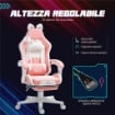 SEDIA DA GAMING ERGONOMICA CON ORECCHIE DA GATTO POGGIAPIEDI SUPPORTO LOMBARE E CERVICALE ROSA