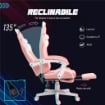 SEDIA DA GAMING ERGONOMICA CON ORECCHIE DA GATTO POGGIAPIEDI SUPPORTO LOMBARE E CERVICALE ROSA