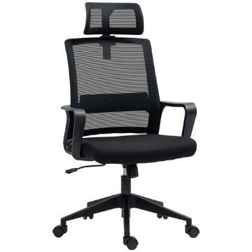 SEDIA DA UFFICIO ERGONOMICA CON POGGIATESTA E ALTEZZA REGOLABILI FUNZIONE DONDOLO E RUOTE NERO
