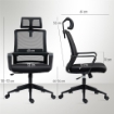 SEDIA DA UFFICIO ERGONOMICA CON POGGIATESTA E ALTEZZA REGOLABILI FUNZIONE DONDOLO E RUOTE NERO