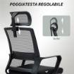 SEDIA DA UFFICIO ERGONOMICA CON POGGIATESTA E ALTEZZA REGOLABILI FUNZIONE DONDOLO E RUOTE NERO