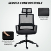 SEDIA DA UFFICIO ERGONOMICA CON POGGIATESTA E ALTEZZA REGOLABILI FUNZIONE DONDOLO E RUOTE NERO