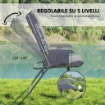 SEDIA DA CAMPEGGIO PIEGHEVOLE E REGOLABILE SU 5 LIVELLI CON TASCHE LATERALI 66X58X105 CM GRIGIO CHIARO