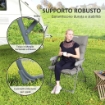 SEDIA DA CAMPEGGIO PIEGHEVOLE E REGOLABILE SU 5 LIVELLI CON TASCHE LATERALI 66X58X105 CM GRIGIO CHIARO