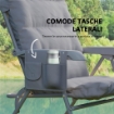 SEDIA DA CAMPEGGIO PIEGHEVOLE E REGOLABILE SU 5 LIVELLI CON TASCHE LATERALI 66X58X105 CM GRIGIO CHIARO