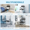 SEDIA WC PIEGHEVOLE E REGOLABILE CON BRACCIOLI E SCHIENALE IN ACCIAIO E PELLE PU 52.5X46X81.5-97 CM NERO