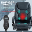 SEDIA DA UFFICIO MASSAGGIANTE E RISCALDANTE CON POGGIAPIEDI IN PELLE PU E ACCIAIO 67X67X113-121 CM GRIGIO