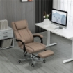 SEDIA DA UFFICIO MASSAGGIANTE CON POGGIAPIEDI E TELECOMANDO IN TESSUTO EFFETTO LINO 65X61X105-113 CM MARRONE