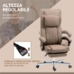 SEDIA DA UFFICIO MASSAGGIANTE CON POGGIAPIEDI E TELECOMANDO IN TESSUTO EFFETTO LINO 65X61X105-113 CM MARRONE