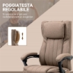 SEDIA DA UFFICIO MASSAGGIANTE CON POGGIAPIEDI E TELECOMANDO IN TESSUTO EFFETTO LINO 65X61X105-113 CM MARRONE