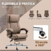SEDIA DA UFFICIO MASSAGGIANTE CON POGGIAPIEDI E TELECOMANDO IN TESSUTO EFFETTO LINO 65X61X105-113 CM MARRONE