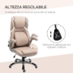 SEDIA DA UFFICIO RECLINABILE CON ALTEZZA REGOLABILE IN TESSUTO 68X76X109-117 CM MARRONE CHIARO