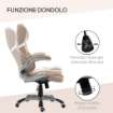 SEDIA DA UFFICIO RECLINABILE CON ALTEZZA REGOLABILE IN TESSUTO 68X76X109-117 CM MARRONE CHIARO