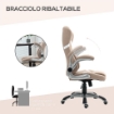 SEDIA DA UFFICIO RECLINABILE CON ALTEZZA REGOLABILE IN TESSUTO 68X76X109-117 CM MARRONE CHIARO