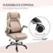 SEDIA DA UFFICIO RECLINABILE CON ALTEZZA REGOLABILE IN TESSUTO 68X76X109-117 CM MARRONE CHIARO