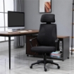 SEDIA DA UFFICIO RECLINABILE CON POGGIATESTA E SUPPORTO LOMBARE IN POLIESTERE 64X55X116-126 CM NERO