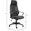 SEDIA DA UFFICIO RECLINABILE CON POGGIATESTA E SUPPORTO LOMBARE IN POLIESTERE 64X55X116-126 CM NERO