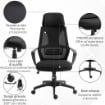 SEDIA DA UFFICIO RECLINABILE CON POGGIATESTA E SUPPORTO LOMBARE IN POLIESTERE 64X55X116-126 CM NERO