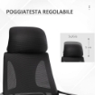 SEDIA DA UFFICIO RECLINABILE CON POGGIATESTA E SUPPORTO LOMBARE IN POLIESTERE 64X55X116-126 CM NERO