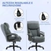 SEDIA DA UFFICIO RINFORZATA CAPACITÀ 200KG GIREVOLE E INCLINABILE IN TESSUTO VELLUTATO GRIGIO