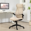SEDIA DA UFFICIO CON BRACCIOLI RIBALTABILI ALTEZZA REGOLABILE E SCHIENALE INCLINABILE BEIGE