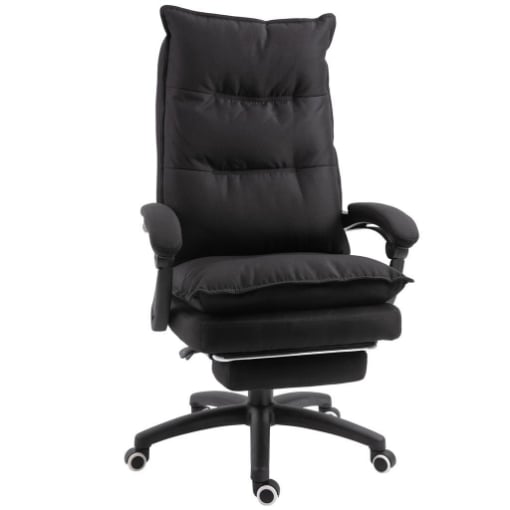 SEDIA DA UFFICIO AD ALTEZZA REGOLABILE CON 6 PUNTI MASSAGGIANTI IN TESSUTO EFFETTO LINO 70X62X120-130 CM NERO