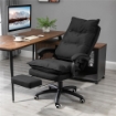 SEDIA DA UFFICIO AD ALTEZZA REGOLABILE CON 6 PUNTI MASSAGGIANTI IN TESSUTO EFFETTO LINO 70X62X120-130 CM NERO