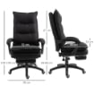 SEDIA DA UFFICIO AD ALTEZZA REGOLABILE CON 6 PUNTI MASSAGGIANTI IN TESSUTO EFFETTO LINO 70X62X120-130 CM NERO