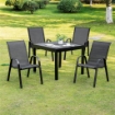 SEDIE DA GIARDINO SET 4 PEZZI CON BRACCIOLI IN METALLO E TESSUTO TRASPIRANTE 70X54X90 CM NERO