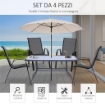 SEDIE DA GIARDINO SET 4 PEZZI CON BRACCIOLI IN METALLO E TESSUTO TRASPIRANTE 70X54X90 CM NERO