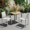 SET 2 SEDIE DA GIARDINO IMPILABILI CON SEDUTA TRASPIRANTE IN ACCIAIO E TEXTILENE 56X58X89 CM GRIGIO CHIARO