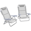 SET 2 SEDIE DA CAMPEGGIO PIEGHEVOLI E RECLINABILI SU 6 LIVELLI IN ALLUMINIO E SCHIUMA 62X65X80 CM GRIGIO CHIARO