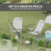 SET 2 SEDIE DA CAMPEGGIO PIEGHEVOLI E RECLINABILI SU 6 LIVELLI IN ALLUMINIO E SCHIUMA 62X65X80 CM GRIGIO CHIARO