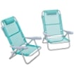 SET 2 SEDIE DA CAMPEGGIO PIEGHEVOLI E RECLINABILI SU 6 LIVELLI IN ALLUMINIO E SCHIUMA 62X65X80 CM GRIGIO A AZZURRO