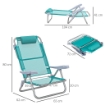 SET 2 SEDIE DA CAMPEGGIO PIEGHEVOLI E RECLINABILI SU 6 LIVELLI IN ALLUMINIO E SCHIUMA 62X65X80 CM GRIGIO A AZZURRO