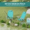 SET 2 SEDIE DA CAMPEGGIO PIEGHEVOLI E RECLINABILI SU 6 LIVELLI IN ALLUMINIO E SCHIUMA 62X65X80 CM GRIGIO A AZZURRO