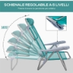 SET 2 SEDIE DA CAMPEGGIO PIEGHEVOLI E RECLINABILI SU 6 LIVELLI IN ALLUMINIO E SCHIUMA 62X65X80 CM GRIGIO A AZZURRO