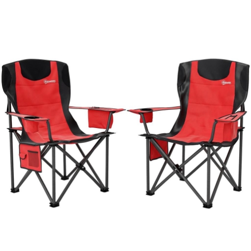 SET 2 SEDIE DA CAMPEGGIO PIEGHEVOLI CON BORSA FRIGO PORTABICCHIERI E 2 TASCHE 94X62X100 CM ROSSO