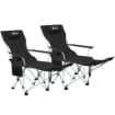 SET 2 SEDIE DA CAMPEGGIO PIEGHEVOLI CON POGGIAPIEDI STACCABILE E PORTABICCHIERI 82X50/100X88 CM NERO