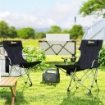 SET 2 SEDIE DA CAMPEGGIO PIEGHEVOLI CON POGGIAPIEDI STACCABILE E PORTABICCHIERI 82X50/100X88 CM NERO