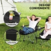 SET 2 SEDIE DA CAMPEGGIO PIEGHEVOLI CON POGGIAPIEDI STACCABILE E PORTABICCHIERI 82X50/100X88 CM NERO